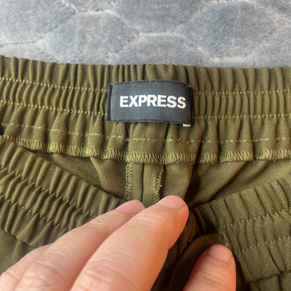 Express Womens Olive Green Mid Rise Ankle Jogger Pants Size L Drawstring Waist - Picture 2 of 9